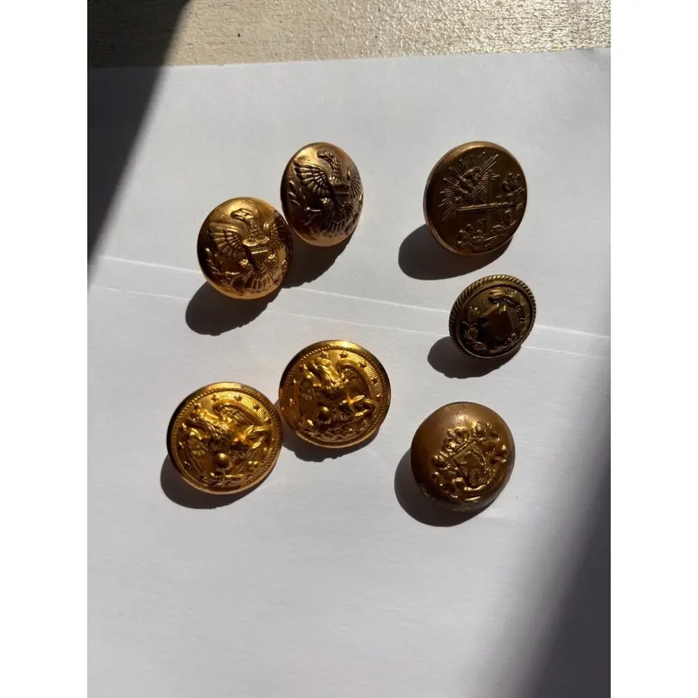 Antique Brass Button Lot Military Livery Horstmann Waterbury Kenning 7pc